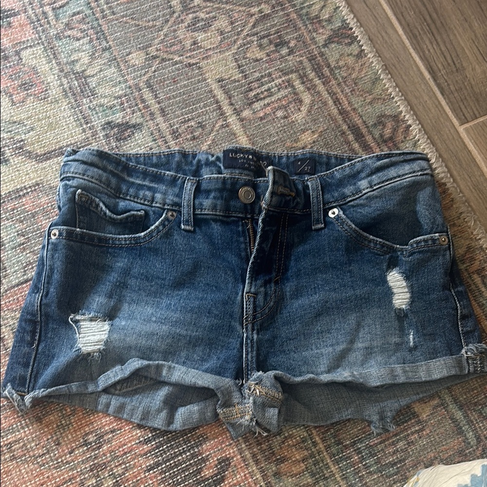 Lucky Brand Blue Distressed Denim Jean Shorts - Size 27